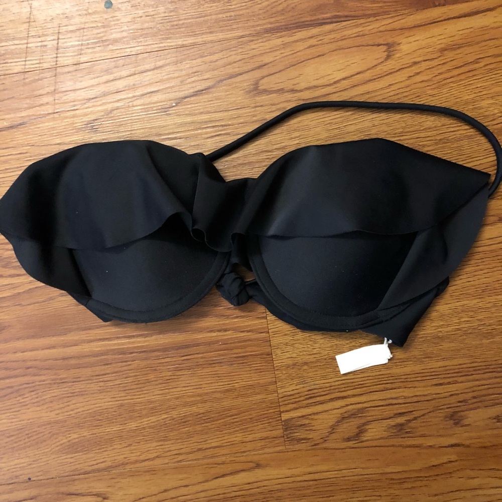 Black Ruffle Bikini Top